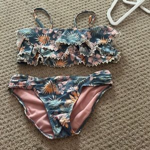 raisin girl swimsuit set, super cute tropical pattern, size 14 ( girls )